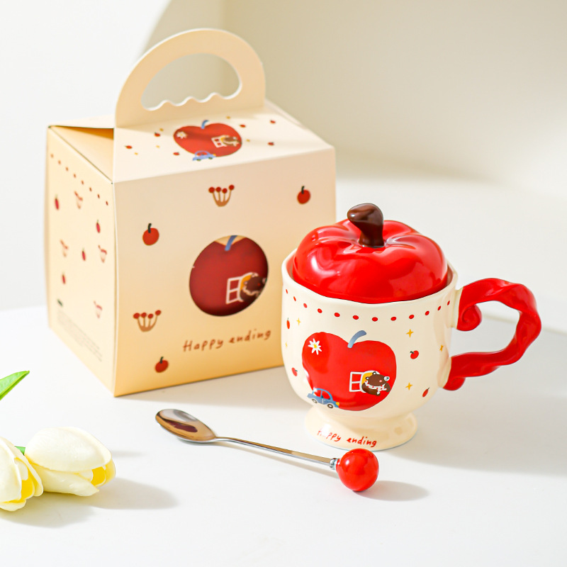 Taza de cerámica de manzana creativa, regalo de oficina, taza de café, taza de agua, taza de desayuno para parejas, regalo