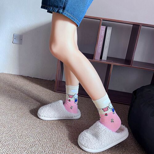 Japanese cartoon socks for women, cute kitten combed cotton mid-calf women's socks, casual socks and stockings, one-piece drop shipping