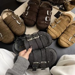 今年流行超火勃肯鞋女真皮外穿包头半拖鞋2025新款秋冬时尚懒人鞋
