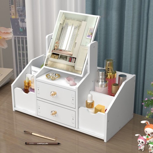Desktop cosmetic mirror, desktop cosmetics storage box, drawer-type large-capacity lipstick jewelry box, skin care product dressing table