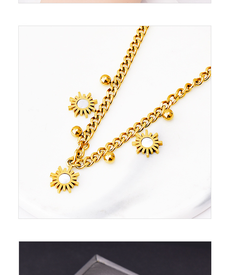 18K Real Gold Plated Plating Material 304 Stainless Steel Pendant Material Fashion Sun 304 Stainless Steel 18K Gold Plated Shell Stainless Steel Bracelets In Bulk