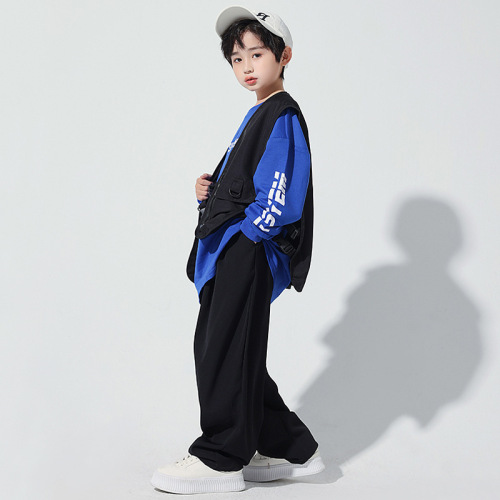 New Korean-style girls' jazz dance costume for children, featuring a crop top for trendy little girls, children's street dance performance attire.