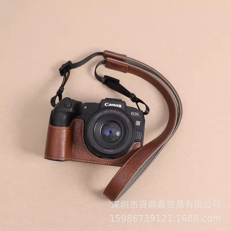Suitable for Canon R8 RP Protective Case RP Base Leather Case r8 Micro Single Camera Bag Portable Half Set Photography Bag