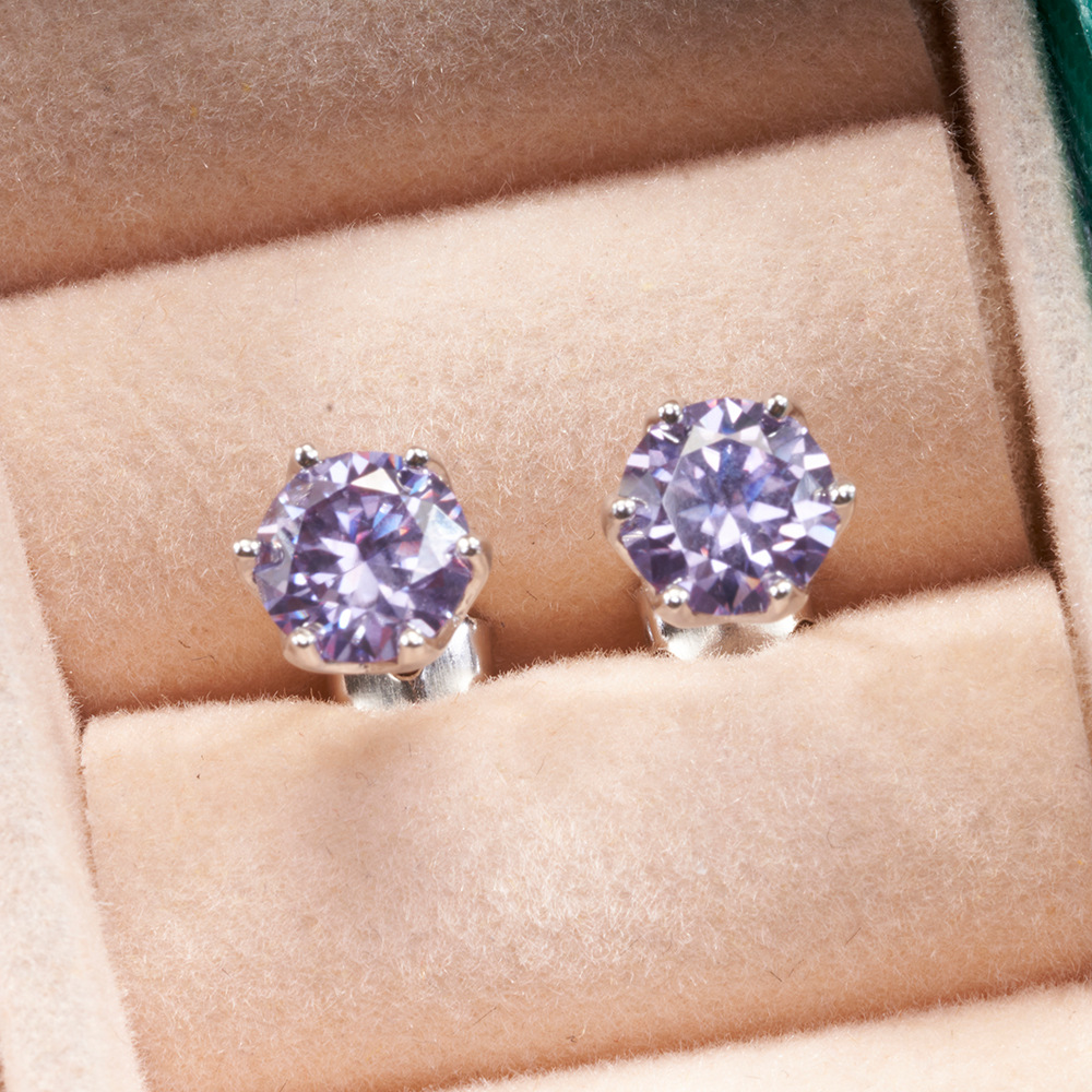 Púrpura moissanite s925 plata esterlina moissanite 1 quilate importación de orejas de chatarra transfronteriza ventas en vivo