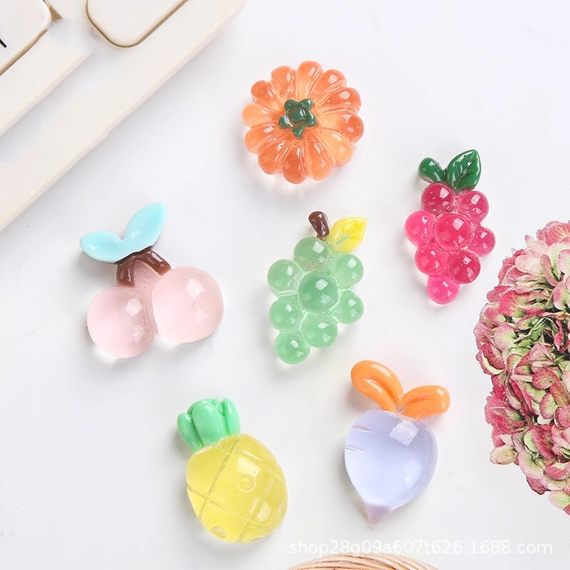 Simulated Crystal Fruit Grape Cherry Pumpkin Radish Cream Glue Mobile Phone Case DIY Kidsren's Hair Band Resin Material