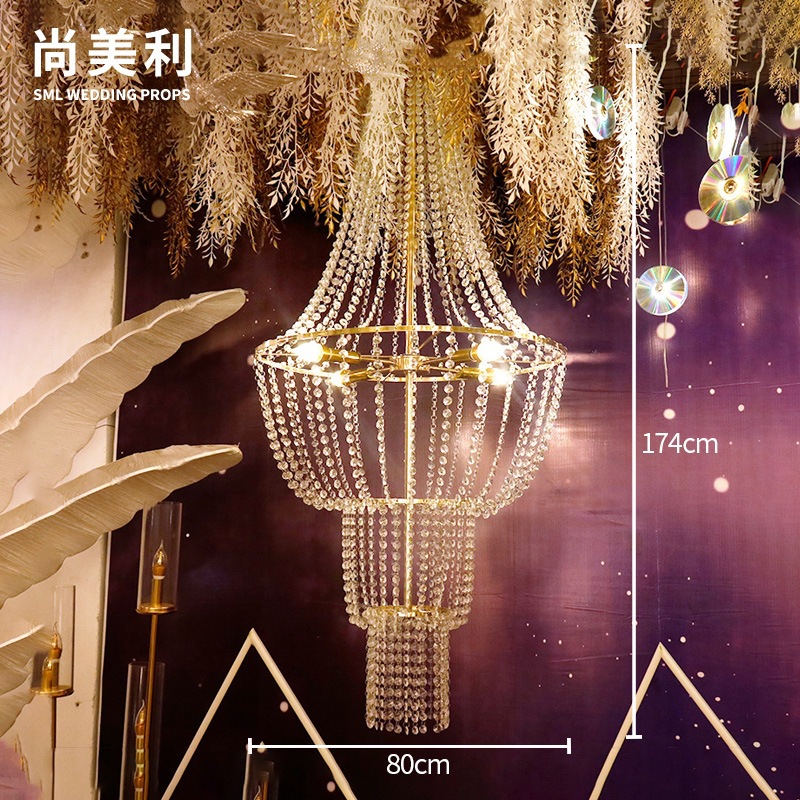 Nuevo cristal lámpara de la boda escenario techo salón de bodas ventanas decoración creativa centro comercial lámpara de latera multicapa