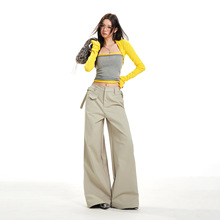 铭海25年秋冬新款美式复古辣妹低腰显瘦阔腿拖地方休闲裤女