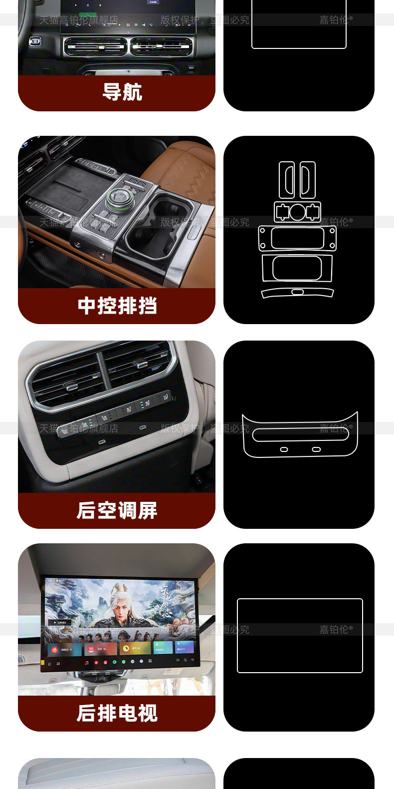 Suitable for Jetour G700 interior protection film, center console sticker, navigation screen tempered film, accessories, modified car clothing supplies