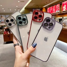 适用iPhone14Pro max天使眼电镀壳苹果11/12透明XS远峰蓝保护套XR