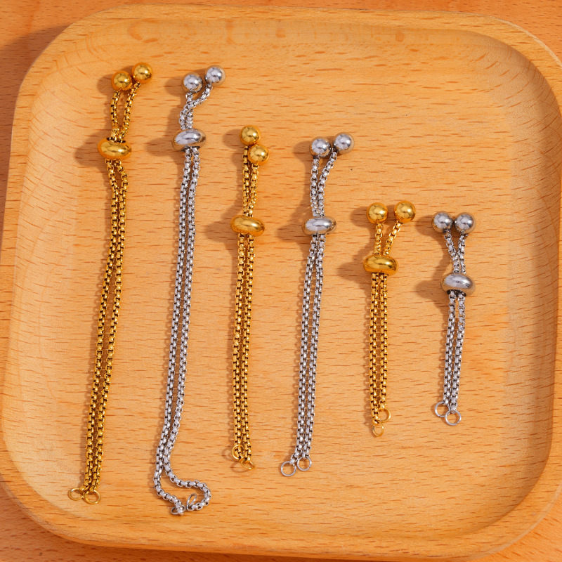 DIY Bracelet Jewelry Accessories Stainless Steel Adjustable Rubber Bead Chain Pull-Out Bullet Head Slider Chain Bracelet