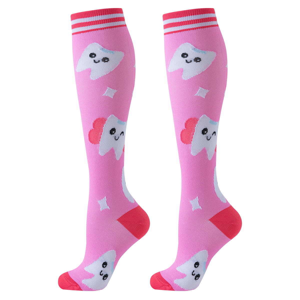 6 pares de calcetines de compresión con patrón de dientes dentist dental socks compression socks