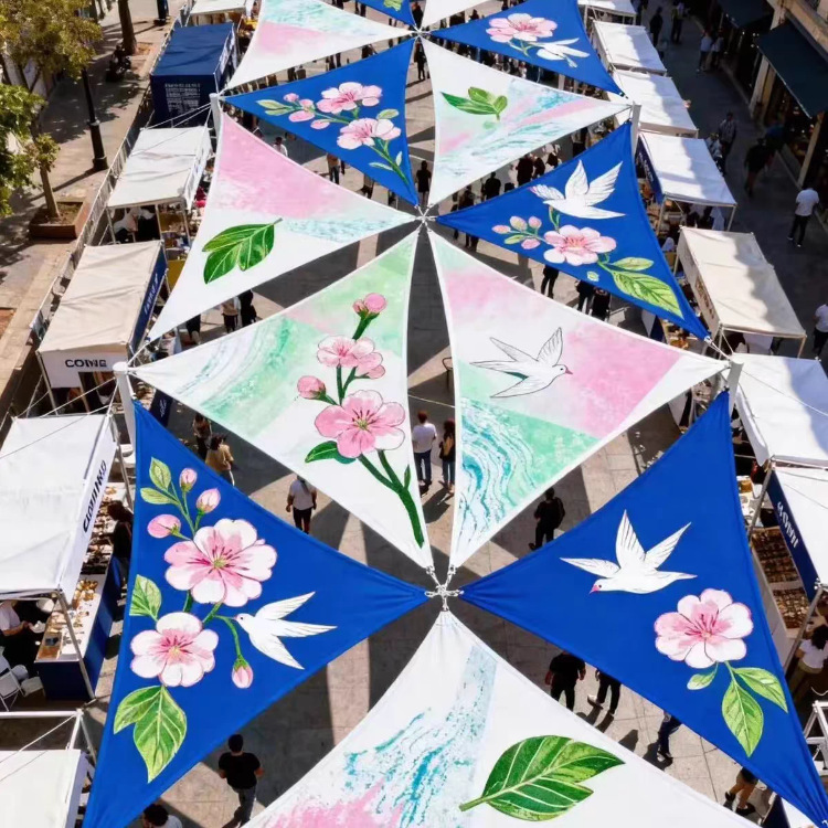 Customized canopy with company logo for plaza, street, tourist attraction decoration, rainproof sunshade fabric, outdoor terrace sunshade sail