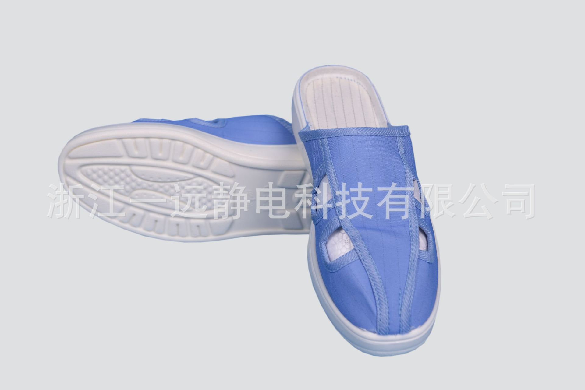 厂家批发防静电鞋pu软底蓝白色中巾鞋四孔鞋洁净无尘鞋工作鞋