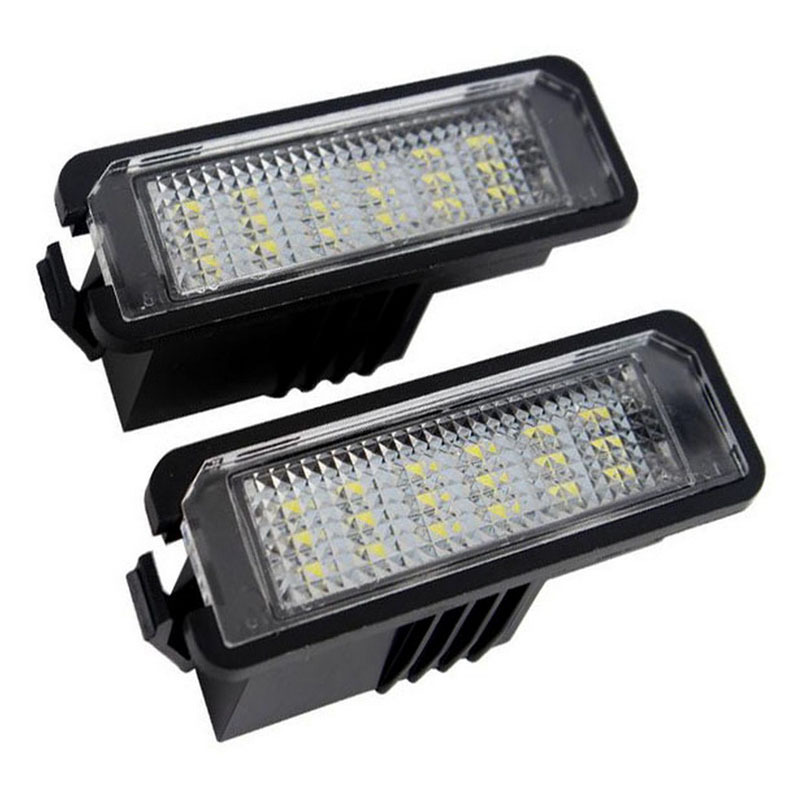 18LED license plate lights, suitable for Porsche and Volkswagen Golf MK4 Scirocco 08-14, white light, black frame, 2 pieces
