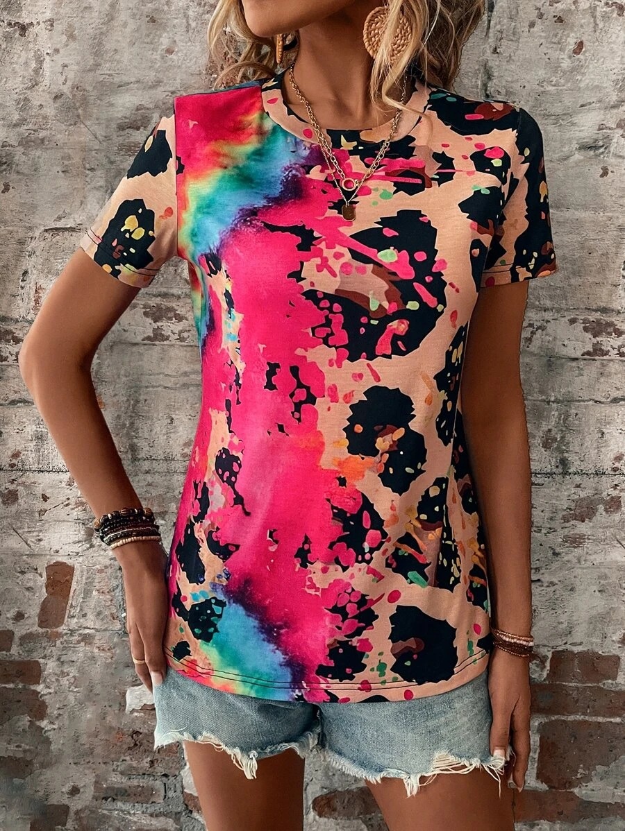Title 5, Womens Summer Fashion Painted Short-sleeved Sl...