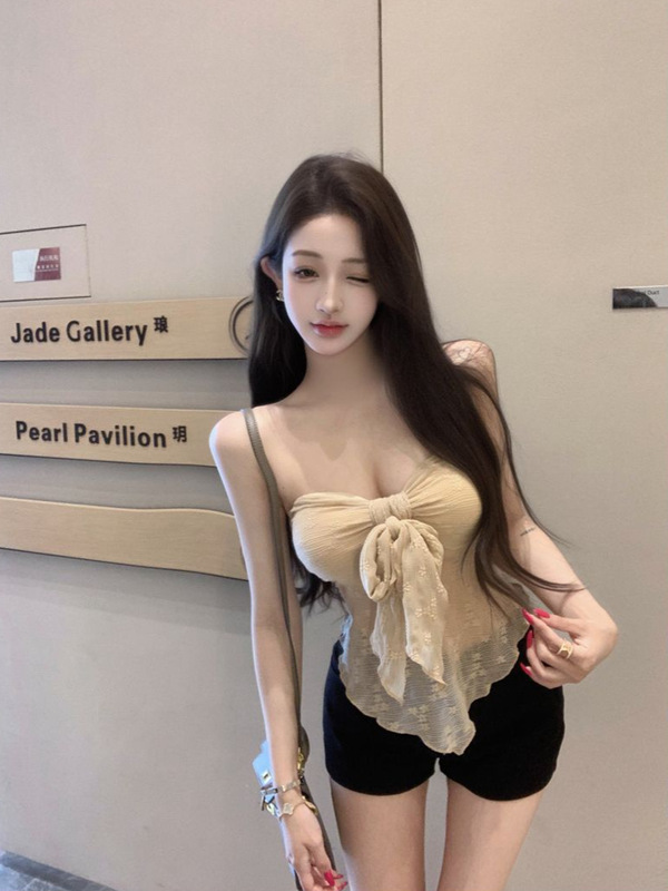 セクシーなレースのチューブトップ女性の夏のホットガールのインナーウェア胸を包み込むショートレースアップデザインのアウターホルタートップ|undefined
