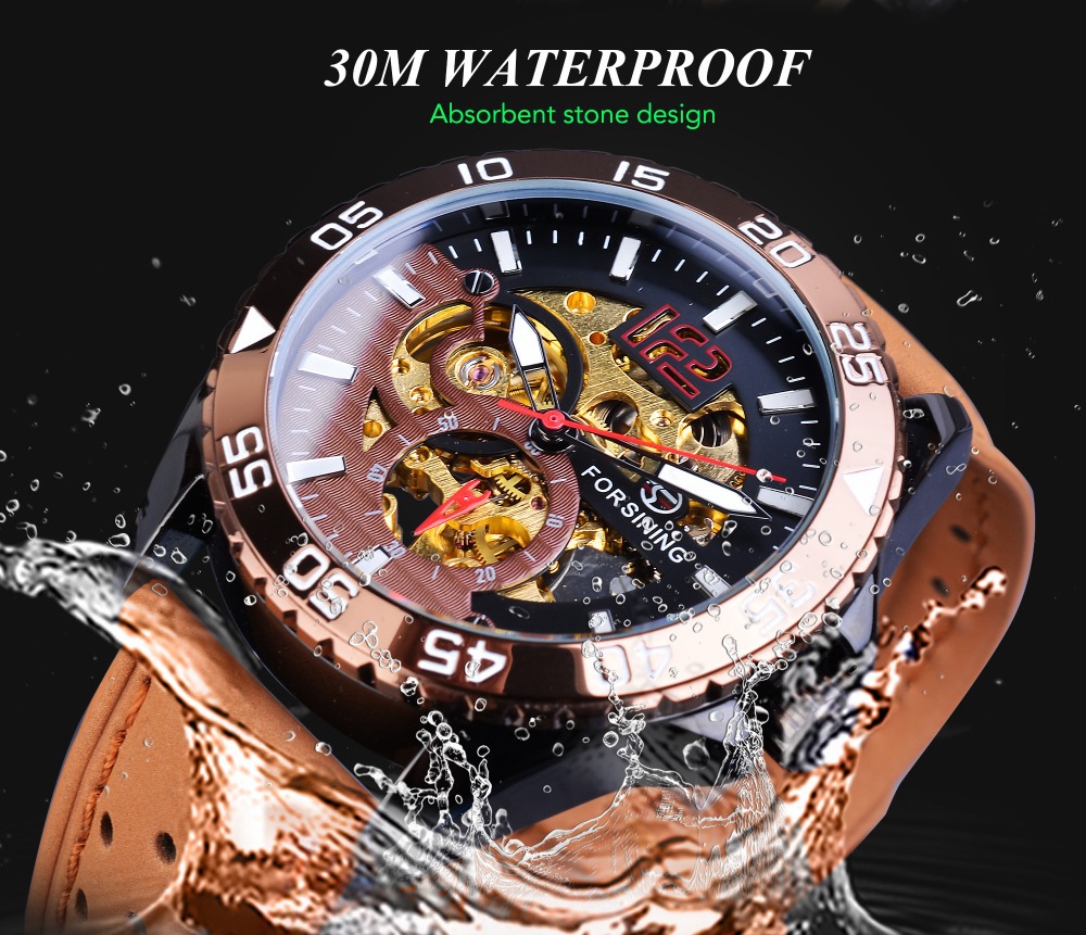 Men's Automatic Mechanical Watch With Hollow Dial Leather Strap_voghion.com
