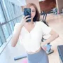 圆弧显瘦v领健身罩衫