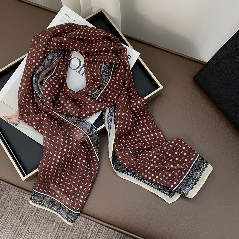 Bufanda de seda, sentido avanzado, todo fósforo, nuevo estilo multiusos, lunares, rosa, cuello, bufanda, bufanda, pañuelo, cinturón para el cabello, cinturón decorativo