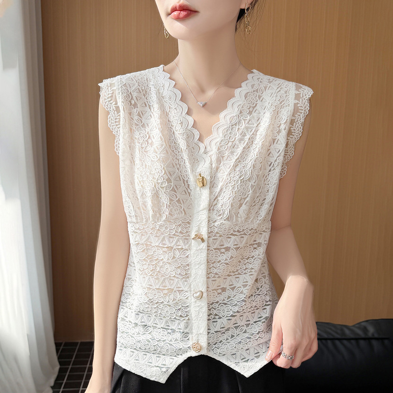 Manufacturer Wholesale Spring and Summer New Lace V-Neck Vest Cardigan for Women, Sleeveless Layered Hollow-Out Crochet Loose Vest Manufacturer Wholesale Spring and Summer New Lace V-Neck Vest Cardigan for Women, Sleeveless Layered Hollow-Out Crochet Loose Vest