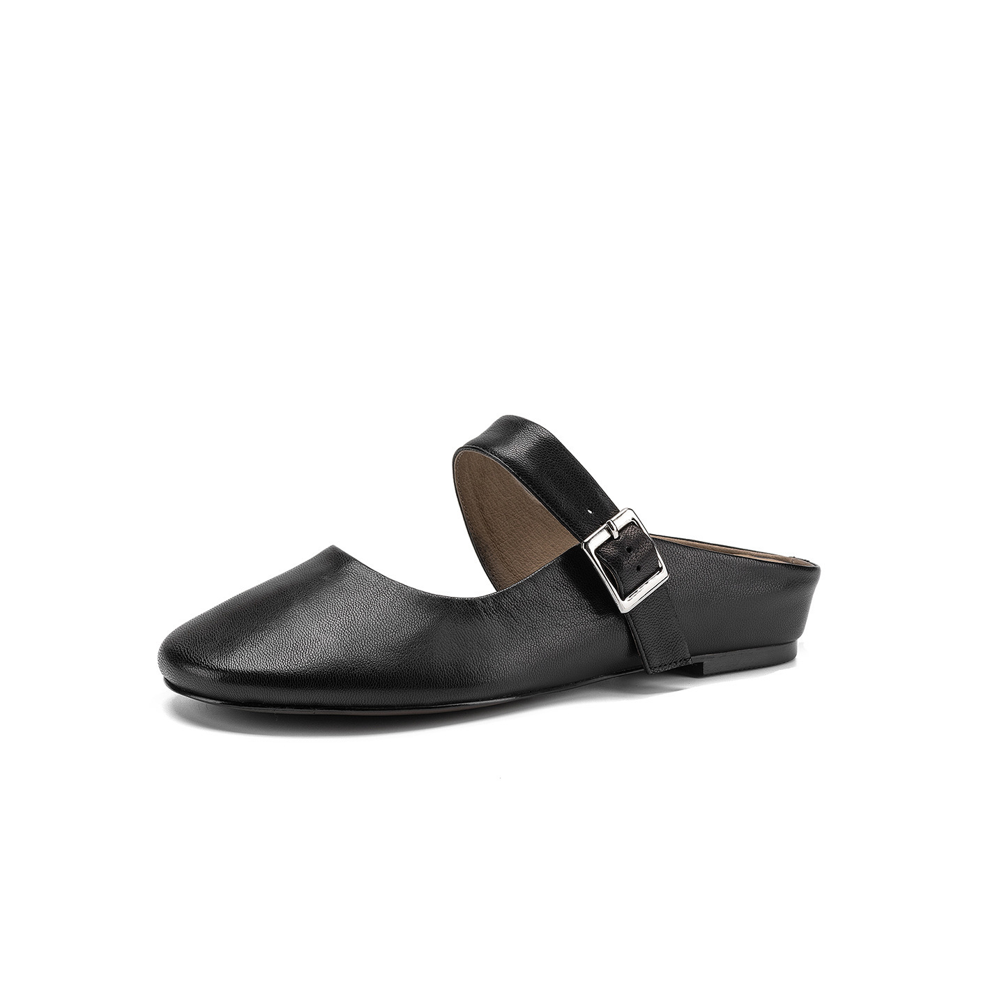 Sandal nữ quai chữ V đế bệt mũi tròn hở gót — đen chi tiết 25