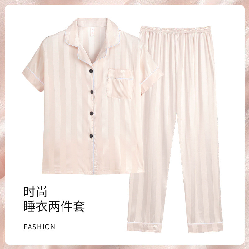 Net rojo estilo a rayas pijamas de los hombres de primavera y otoño de seda de hielo de verano de manga corta traje de tres piezas de seda real delgada ropa exterior desgaste del hogar