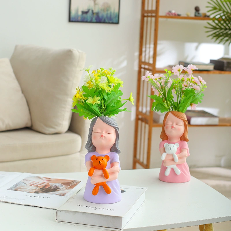 Nordic Bear Girl Цветочные украшения Исцеление Креативный дом в стиле Сердце девушки Теплое сердце Украшения для комнаты