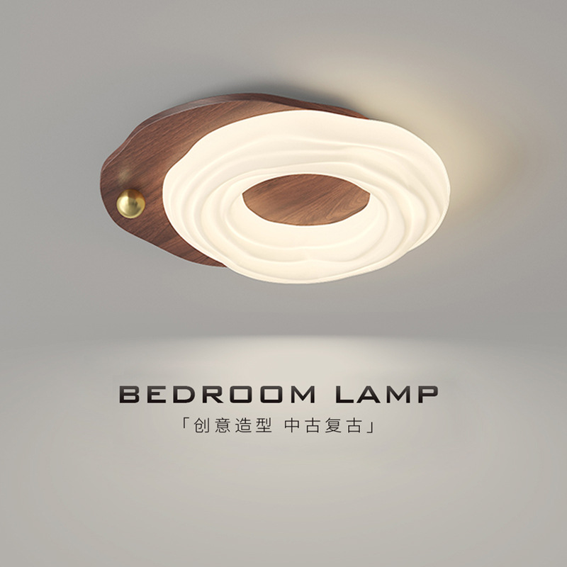 Lámpara de techo de dormitorio, protección ocular, lámpara de mediana edad francesa, sala de estar, comedor, lámpara de nube de calabaza, lámpara de estilo crema de galletas, Zhongshan