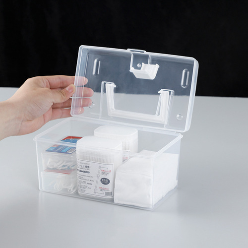 Household transparent storage box desktop plastic storage box portable storage box small box storage box medicine box storage box