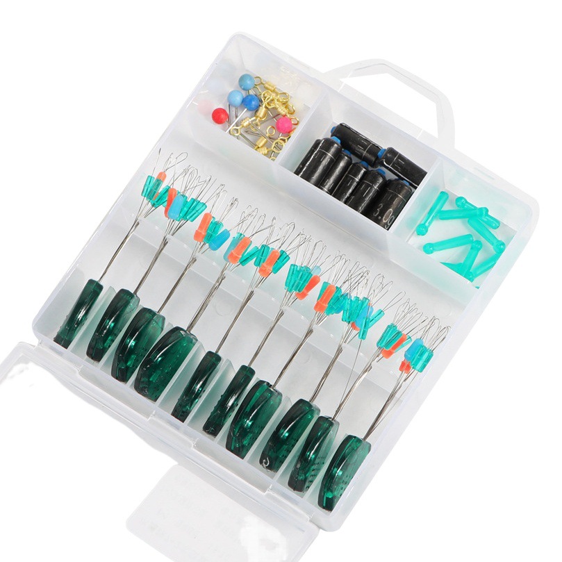 Factory Supply Boxed Crystal Green 7+2 10 Group Space Bean Set Fishing Accessories Space Bean Fishing Gear Supplies