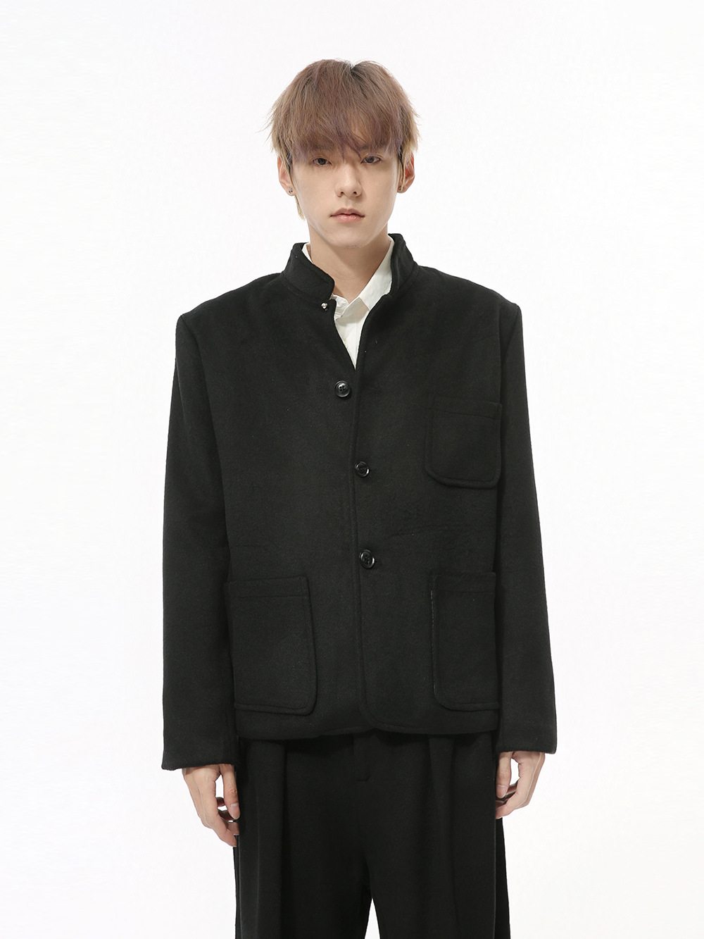 MTLCLOTHES Hombres| Nuevos productos de otoño de lana de estilo coreano de cuello vertical chino de bolsillo ligero de lujo suit de moda