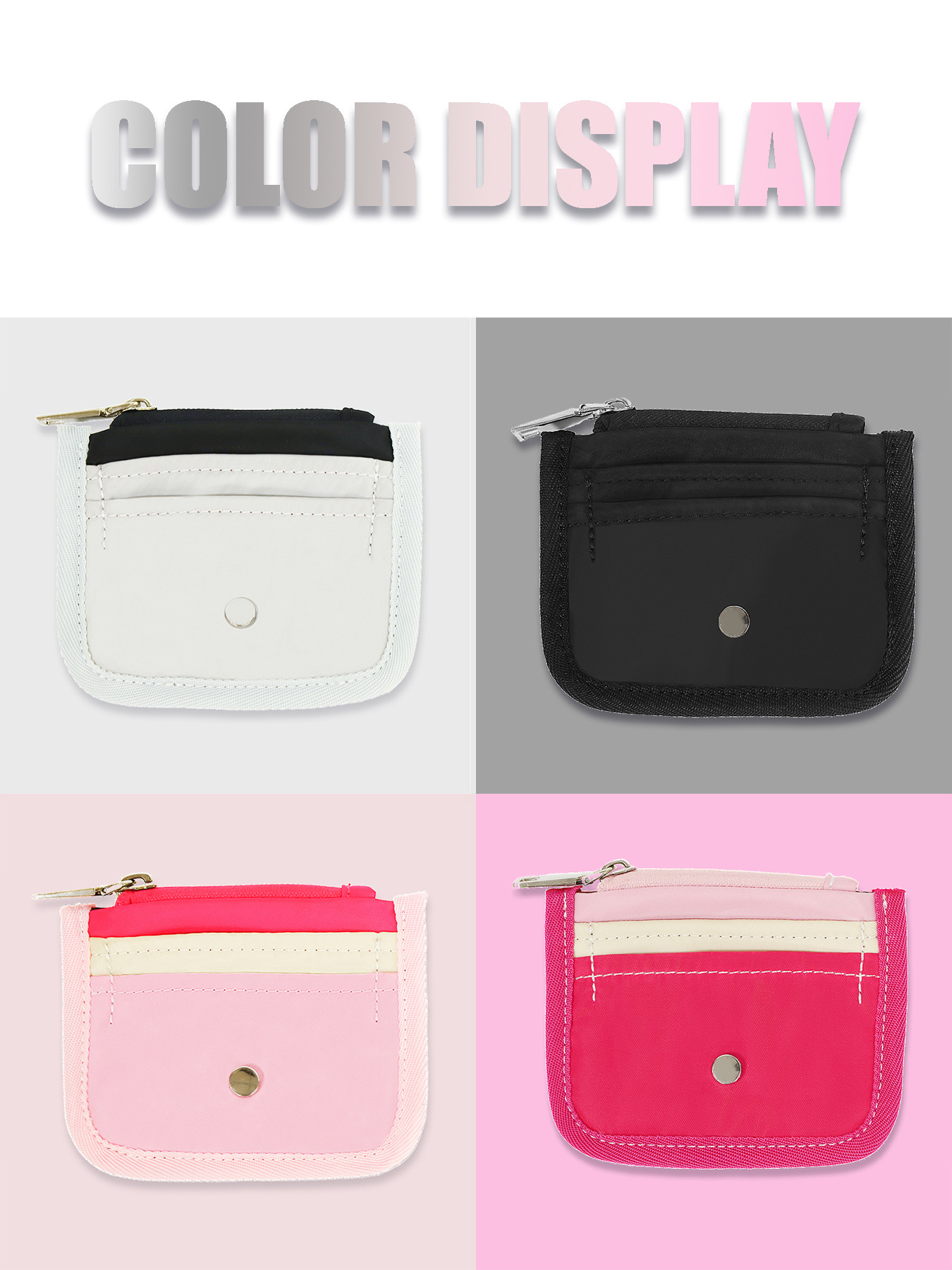 82g Weight Polyester Lining Material Zipper Closure Type Coin Purse Bags Type 1 Piece Quantity Daily Occasion Nylon Material Solid Color Pattern All Seasons Season Unisex Gender Simple Style Style Semicircle Shape Pink + White Black Black Gray Nylon Solid Color Semicircle Clutches 11