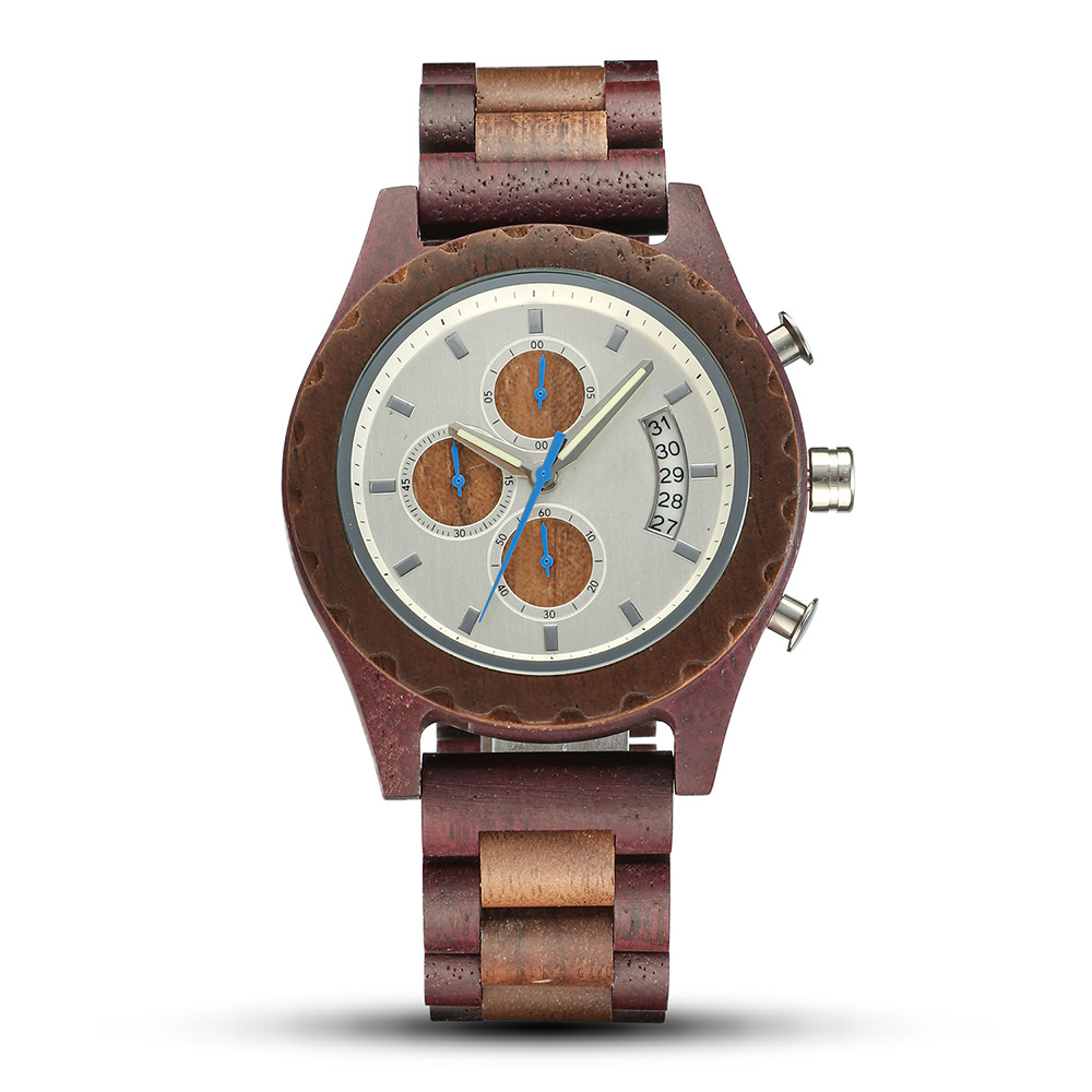 Europa y América del Sudeste Asiático Venta caliente reloj de madera moda multi-función Amazon Venta caliente reloj de cuarzo de los hombres en stock