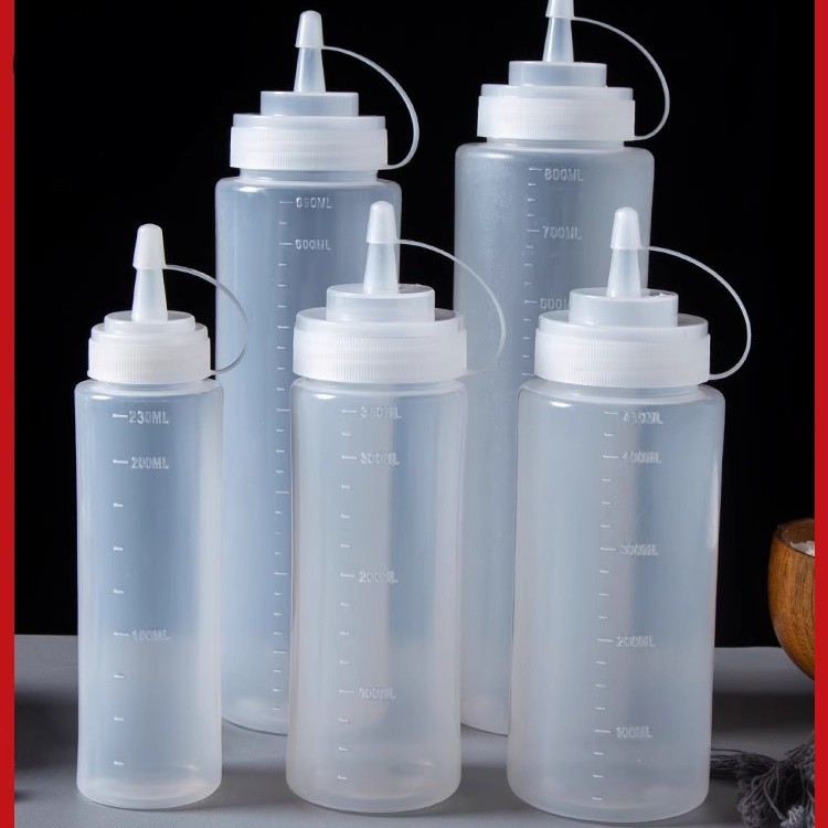 Squeeze Sauce Bottle Tomato Salad Dressing Transparent Plastic Tip Squeeze Commercial Oil Pot Seasoning Sauce Sauce Bottle Set