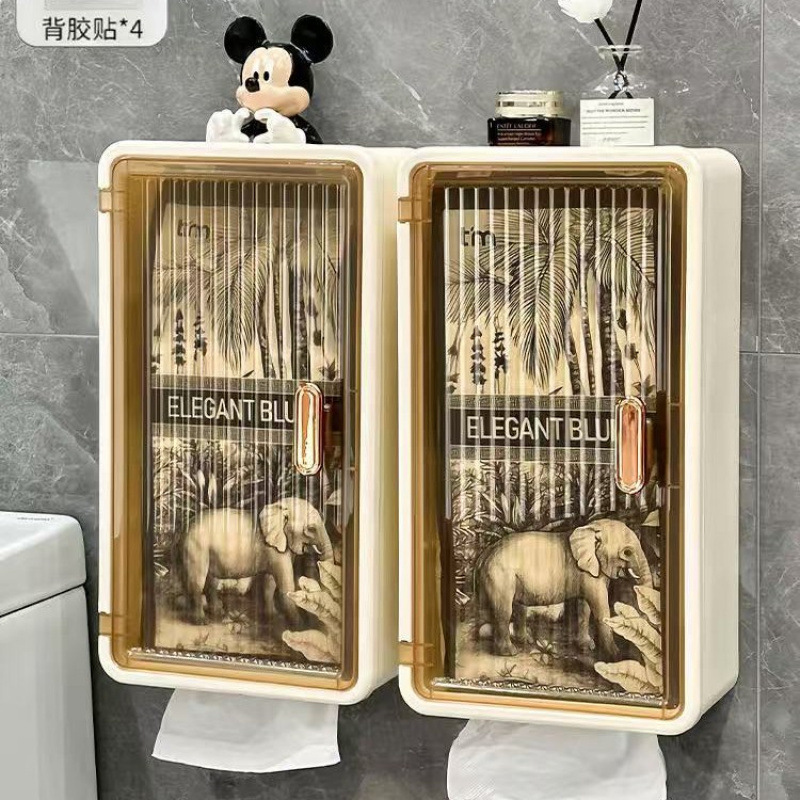 バスルームトイレットペーパーボックスパンチフリートイレットペーパー収納ラック壁掛け防水生理用ナプキン収納ティッシュボックス|undefined