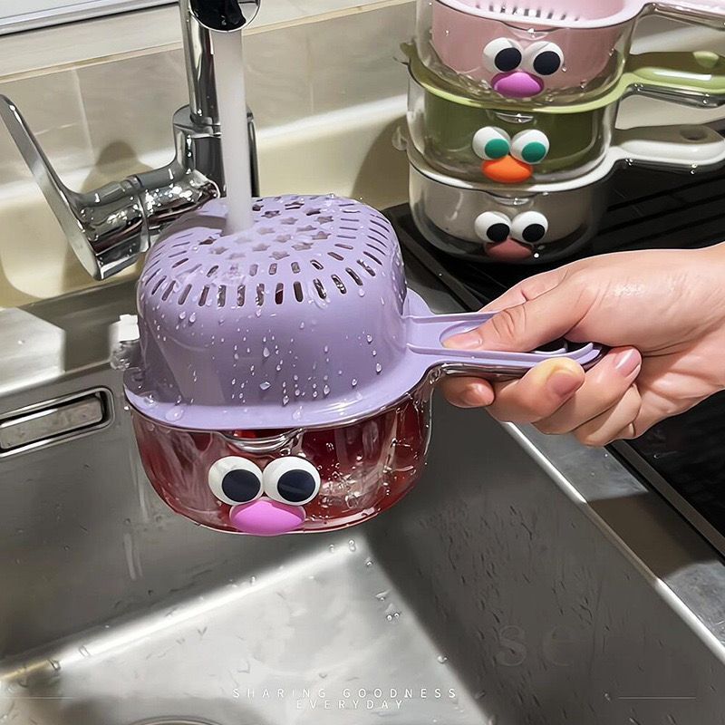 二層ドーパミン排水バスケット家庭用かわいいフルーツバスケット洗浄と水フィルターツーインワン増粘フルーツプレート野菜洗いバスケット|undefined