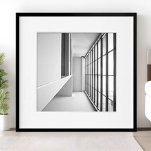 客厅黑白装饰画北欧极简约挂画复古风现代软装餐厅抽象建筑壁画