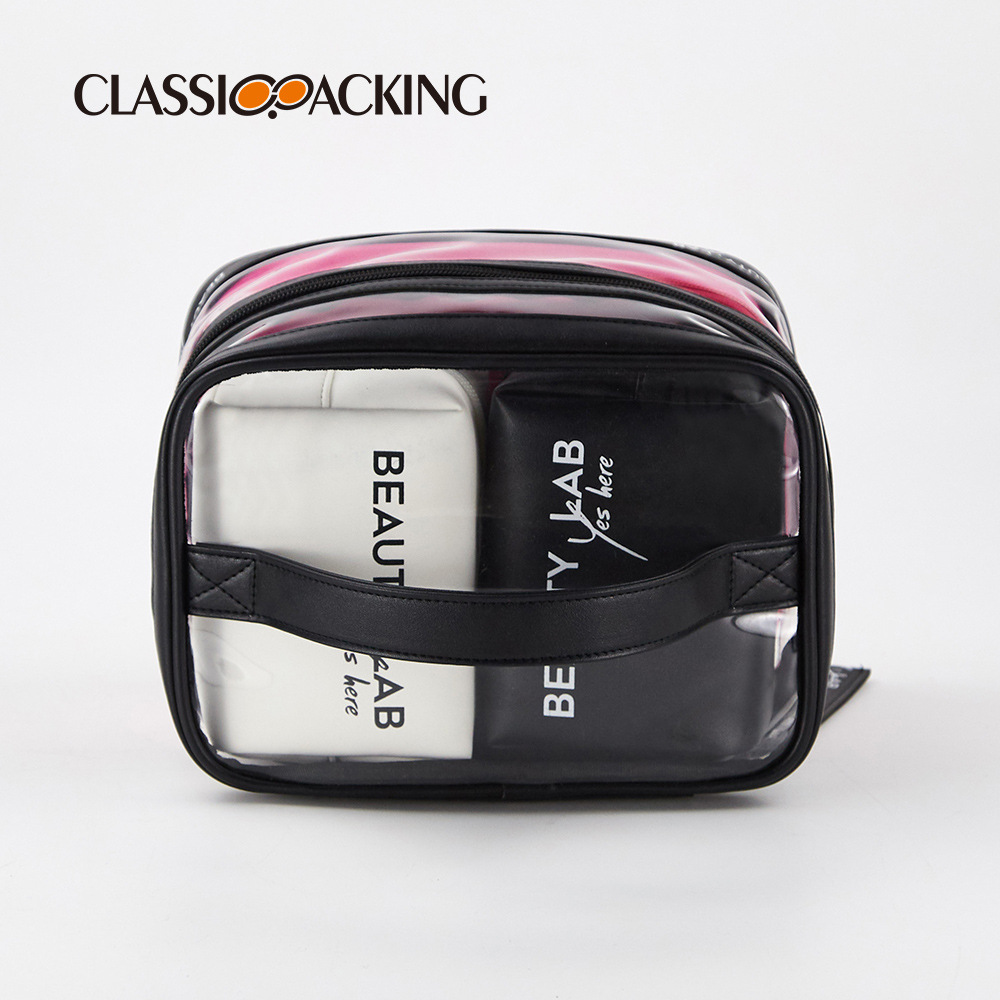 Fábrica al por mayor bolsa de cosméticos transparente de gran capacidad Portátil Bolsa de lavado impermeable multifuncional bolsa de almacenamiento de separación húmeda y seca