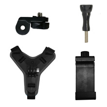 适用摩托车头盔支架 运动相机骑行装备头盔下巴手机支架4件套