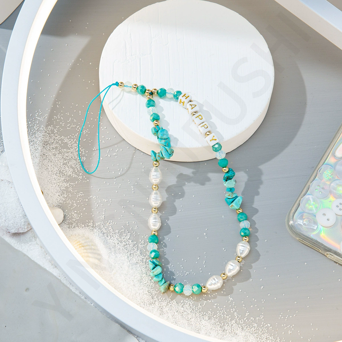 Брендовый новый мобильный телефон с жемчугом, модный браслет из бусин, ремешок для ключей