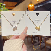 新款磨砂小金球钛钢项链简约高级感小众设计锁骨链不掉色潮搭配饰