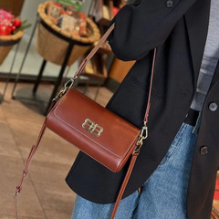 Top-layer cowhide armpit single-shoulder mini bag for women, elegant 2024 spring new style &ndash; casual, versatile crossbody pillow bag