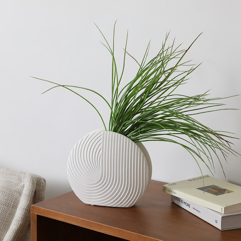 INS Nordic blanco creativo geométrico de cerámica florero arreglo floral salón entrada gabinete del vino Decoración