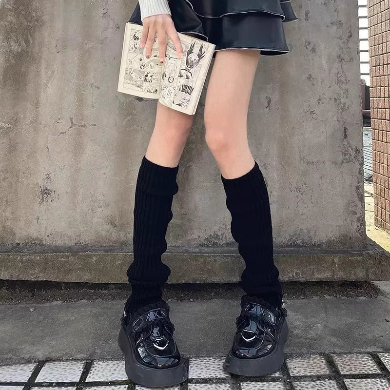 跨境Lolita洛丽塔毛线针织长筒袜圣诞节毛球麻花过膝袜堆堆地板袜|undefined