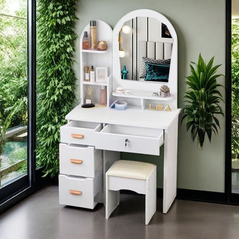 Internet Celebrity Minimalist Bedroom Vanity Table, Small Rental House Makeup Mirror Integrated Desktop Makeup Table, Princess Makeup Table Internet Celebrity Minimalist Bedroom Vanity Table, Small Rental House Makeup Mirror Integrated Desktop Makeup Table, Princess Makeup Table