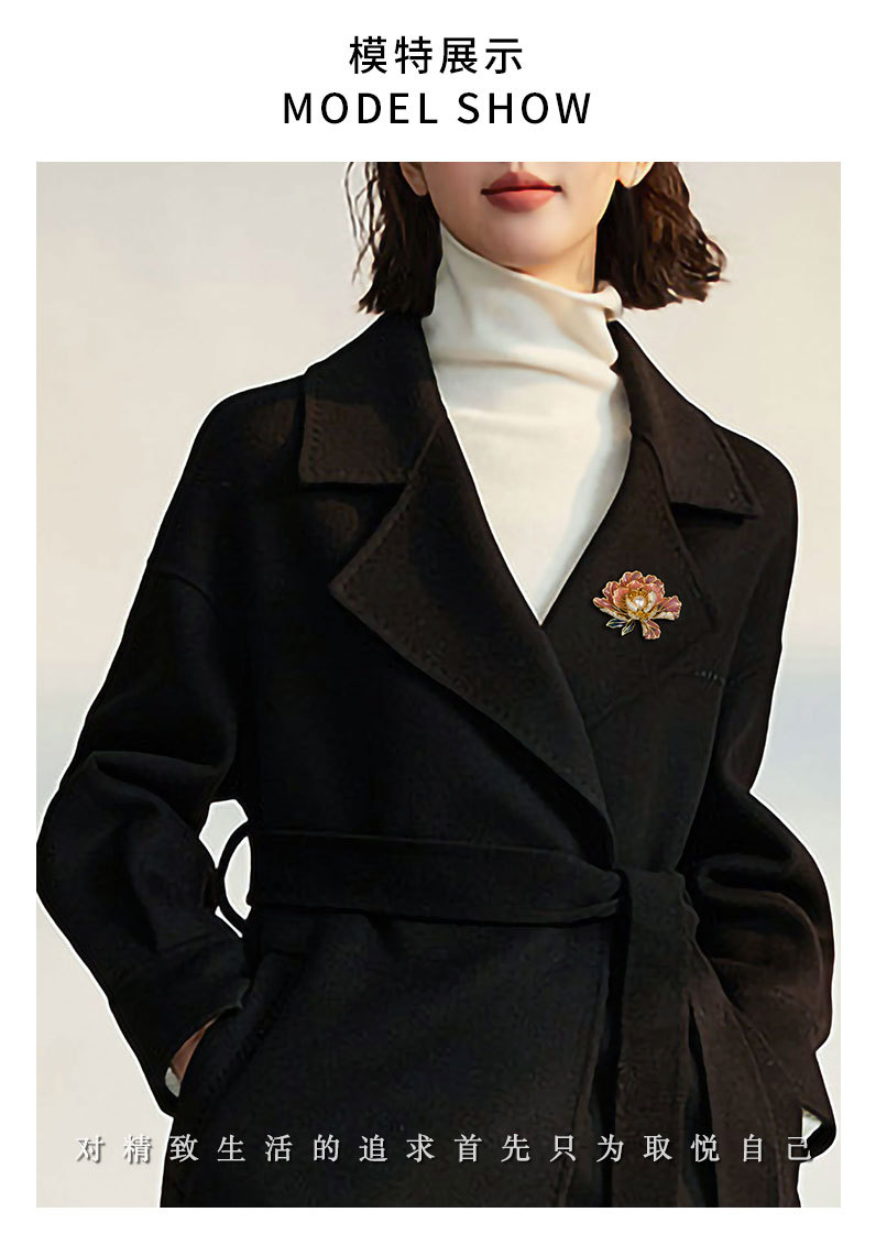 新中式花开富贵牡丹花胸针小众独特高级感花朵别针旗袍