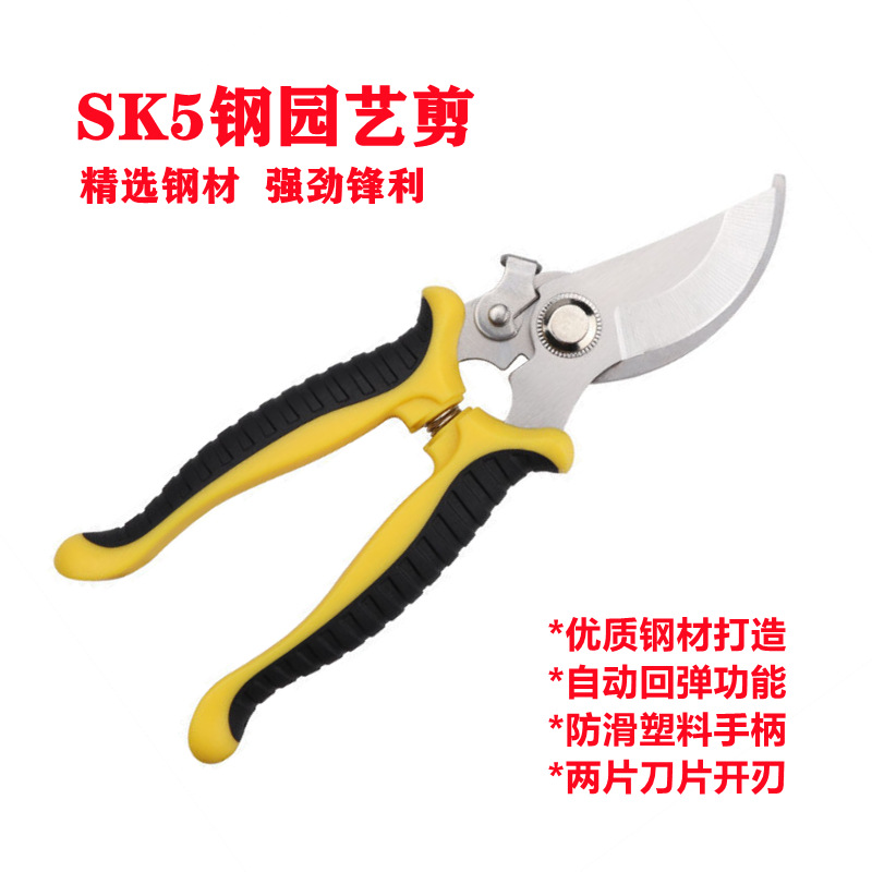 SK5钢园艺剪刀 不锈钢摘果剪树枝剪修枝剪鲜花剪果子剪家庭园艺剪