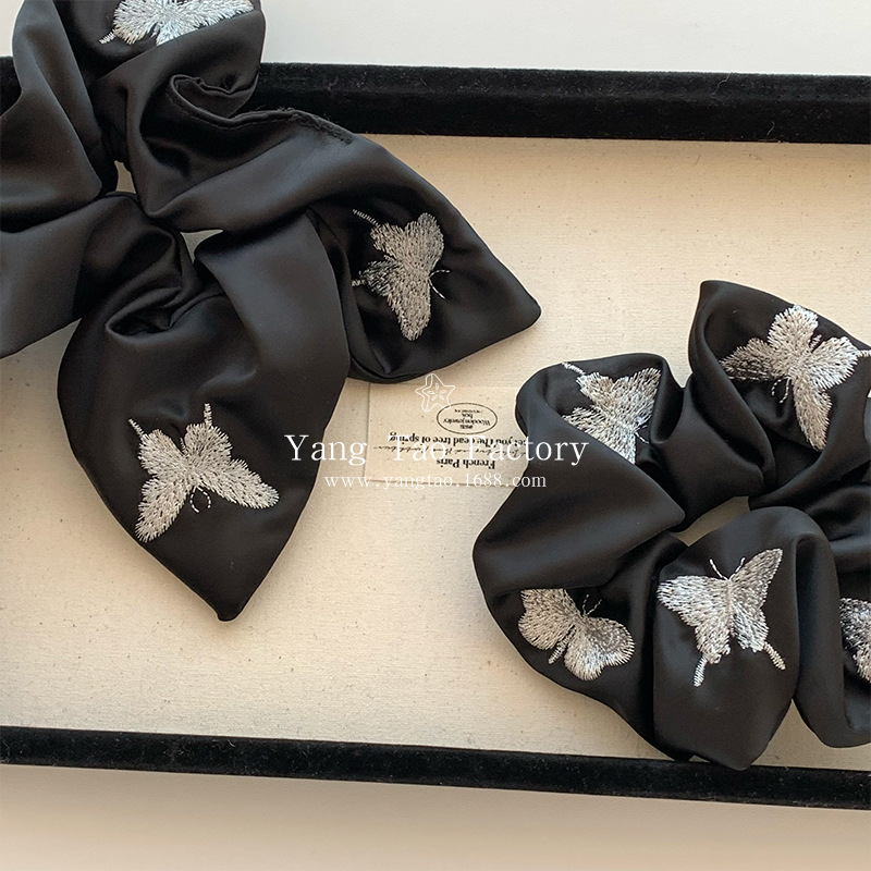 Original auténtico de alto nivel sensación nueva mariposa china bordada anillo de pelo anillo de pelo intestino anillo cuadrado tocado adornamiento para el pelo