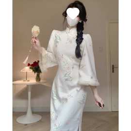 （高质量）新中式国风改良旗袍裙高级感气质超修身包臀连衣裙秋冬