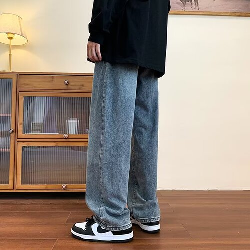 Jeans, men's fashion brand straight straight loose spring and autumn, Korean style trend all-matching casual pants, pensive wide-leg dad pants